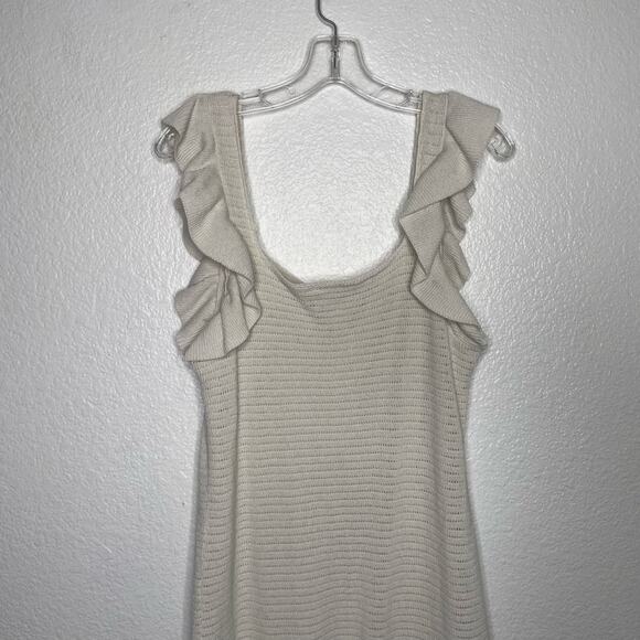 Anthropologie Womens Dress Size L White Sleeveless Knitted Crochet Style Lined - Picture 16 of 16